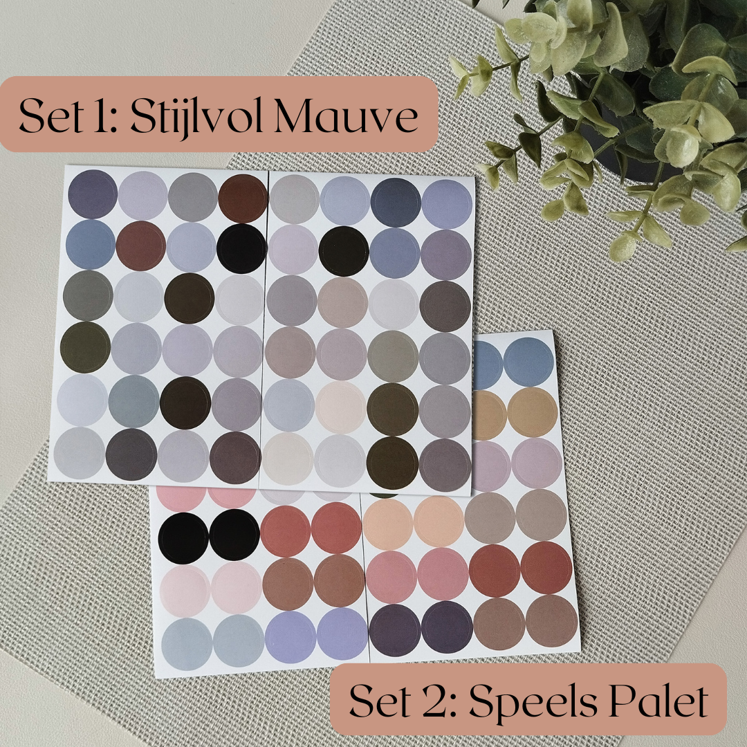 stickers voor bij de savings challenges. in de kleuren stijlvot maube en speels palet