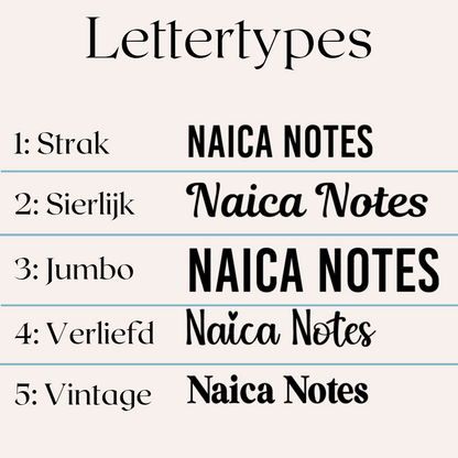 5 verschillende lettertype keuzes