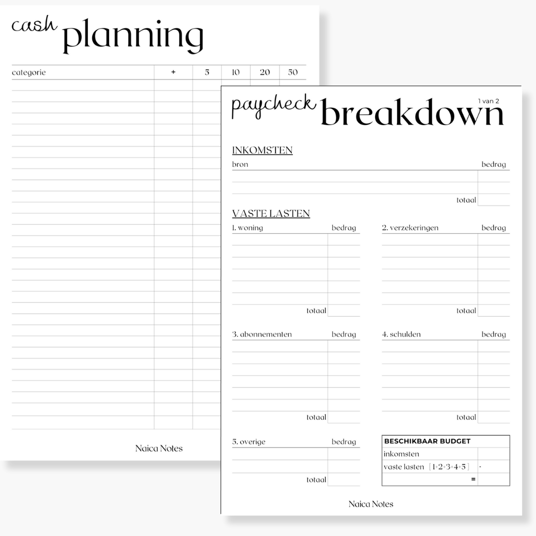 Paycheck Breakdown + Cash Planning Bundel