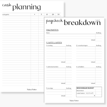 Paycheck Breakdown + Cash Planning Bundel