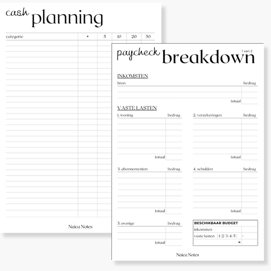 Paycheck Breakdown + Cash Planning Bundel