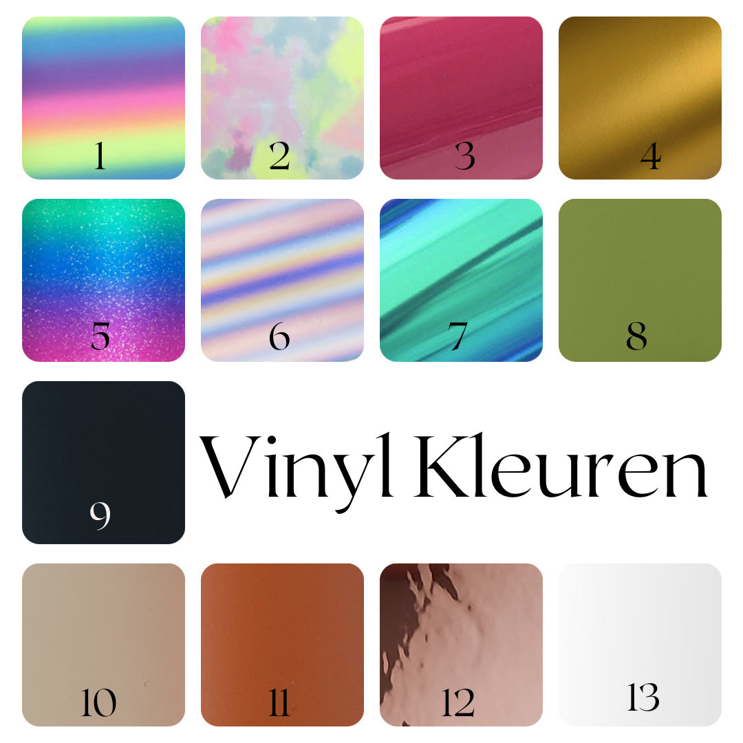 13 vinylkleur opties voor de gepersonaliseerde dashboards
