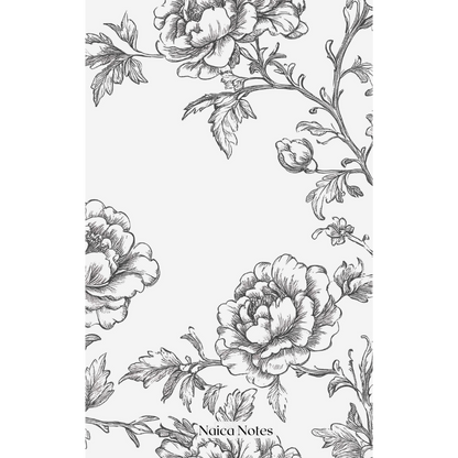 Linnen dashboard Romantic Floral elegant bloemenmotief in zwart-wit tinten