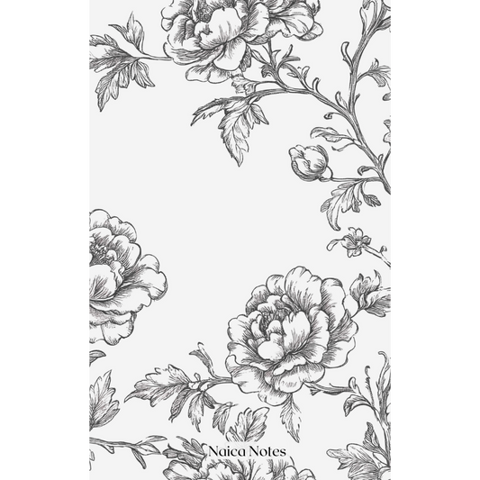 Linnen dashboard Romantic Floral elegant bloemenmotief in zwart-wit tinten