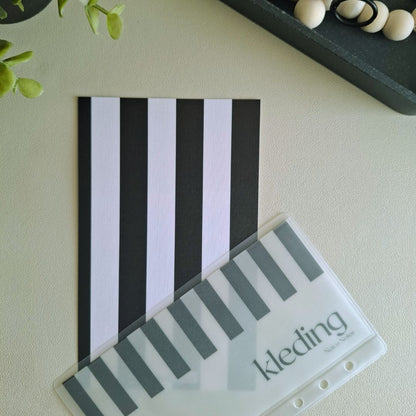 Linnen dashboard Bold Stripes met vellum insert, strak gestreept ontwerp in zwart-wit