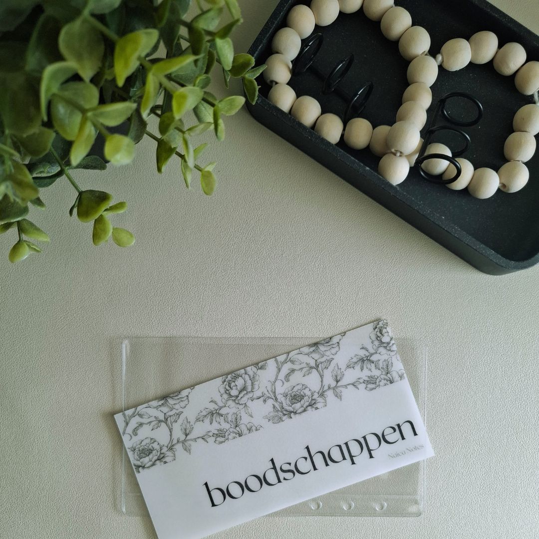 Romantic Floral vellum dashboard insert los op A6 cash envelope, onderdeel van de Black and White collectie