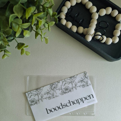Romantic Floral vellum dashboard insert los op A6 cash envelope, onderdeel van de Black and White collectie