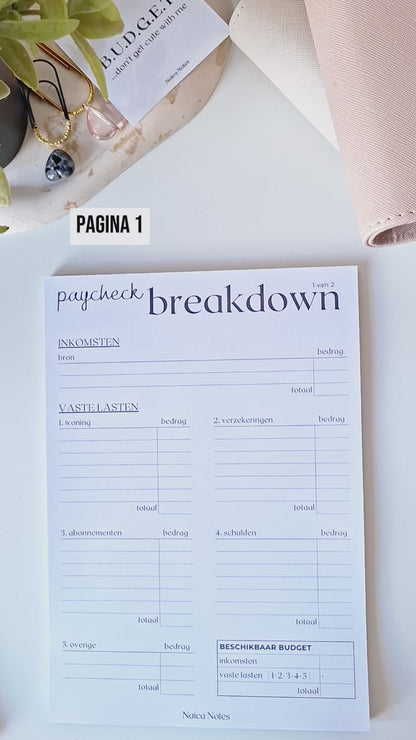Paycheck Breakdown Notepad